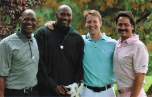 Ron Sloy golfing with Terry Porter, Jerome Kersey and  Mike Tudor 